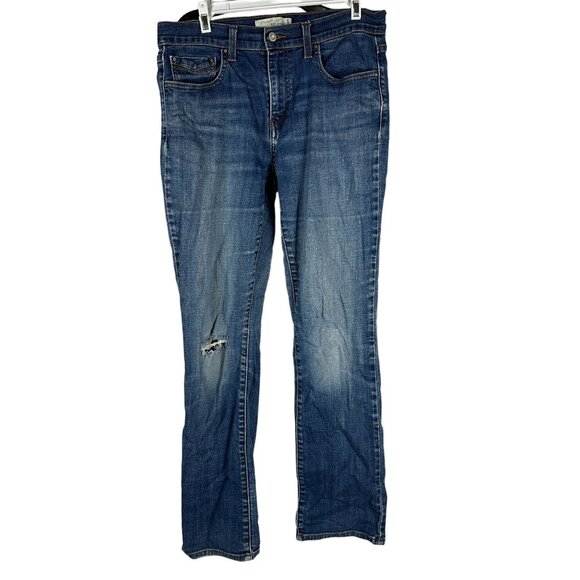 Levi's 505 Straight Leg Womens Blue Jeans Size 10 Distressed Denim - Picture 1 of 9